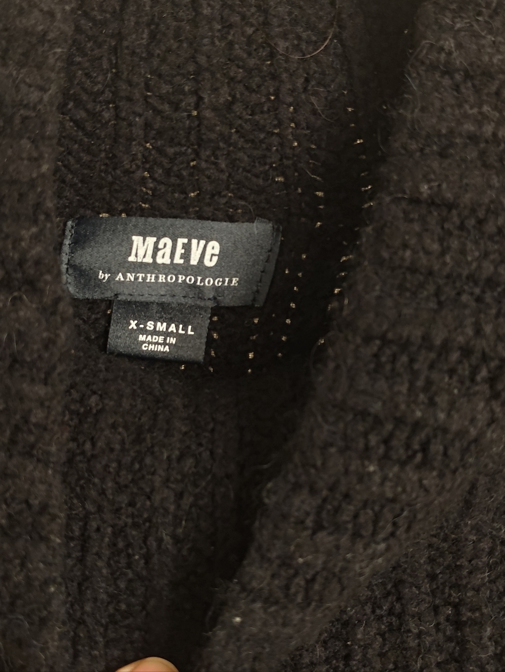 Maeve by Anthropologie Boxy Black Knit Wool Blend Cardigan XS Extra Small